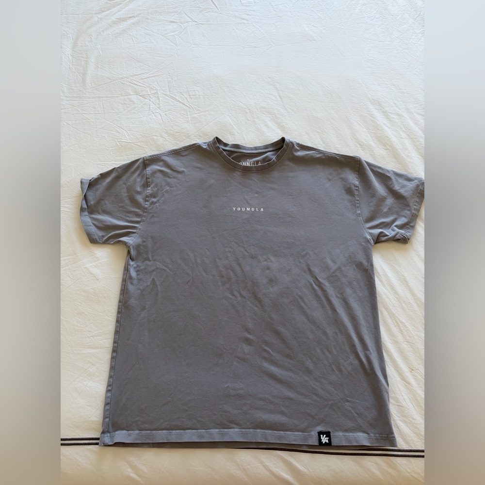 YoungLA Men's Charcoal Minimal Logo Short Sleeve Tee